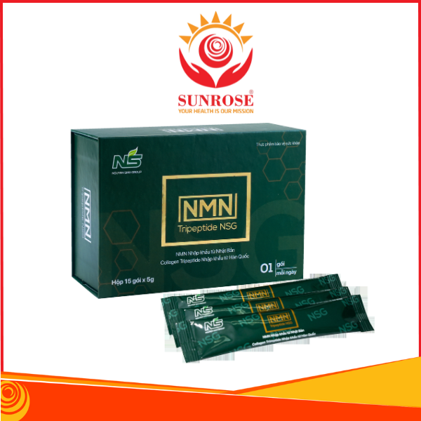  NMN Tripeptide NSG bột uống TPCN - Hỗ trợ cải thiện độ ẩm, tăng đàn hồi cho da Hàng chuẩn Việt Nam Hộp 15 gói 