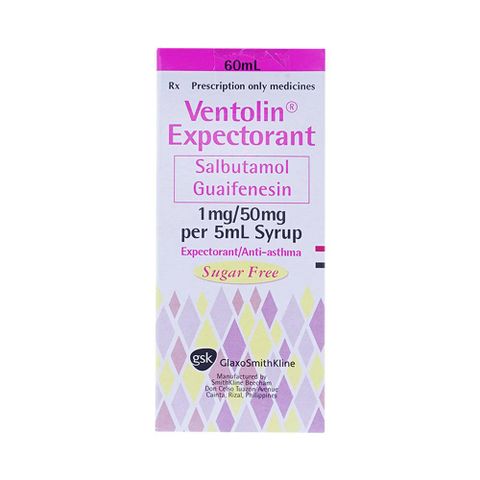  Siro Ventolin Expectorant GSK không đường, giảm sự tắc nghẽn đường hô hấp và cải thiện thông khí phổi (60ml) 