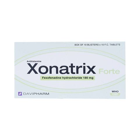  Thuốc Xonatrix Forte 180mg DaviPharm điều trị triệu chứng viêm mũi dị ứng theo mùa (10 vỉ x 10 viên) 