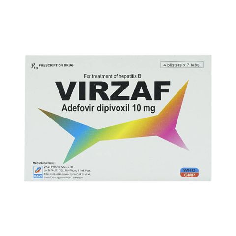  Thuốc Virzaf 10mg Davipharm điều trị viêm gan B mạn tính (4 vỉ x 7 viên) 