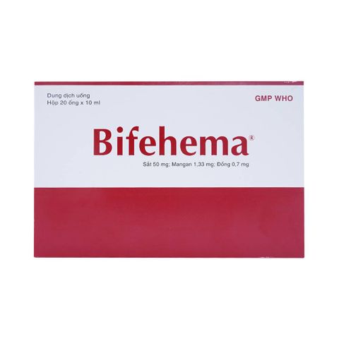  Dung dịch Bifehema Bidiphar điều trị thiếu máu do thiếu sắt (20 ống x 10ml) 