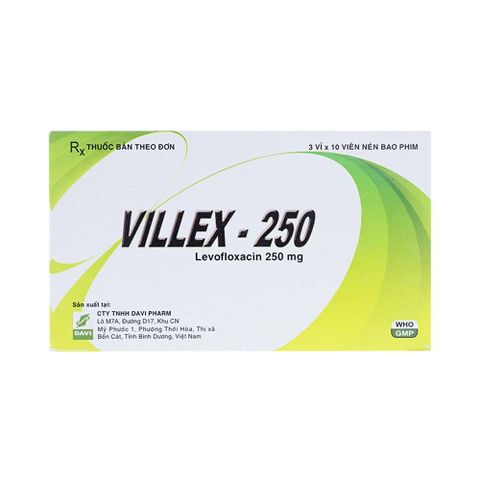  Thuốc Villex - 250 Davipharm điều trị các trường hợp nhiễm khuẩn (3 vỉ x 10 viên) 