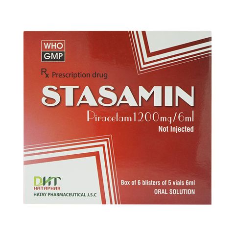  Dung dịch Stasamin 1200mg/6ml Hataphar điều trị triệu chứng chóng mặt (6 vỉ x 5 ống x 6ml) 