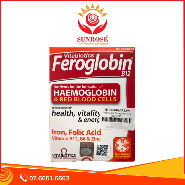  Viên uống Feroglobin B12 Vitabiotics hỗ trợ tăng khả năng tạo máu, tăng cường sức khỏe (30 viên) 