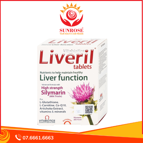  Viên uống Liveril Vitabiotics hỗ trợ tăng cường chức năng gan, tăng cường đề kháng (5 vỉ x 6 viên) 