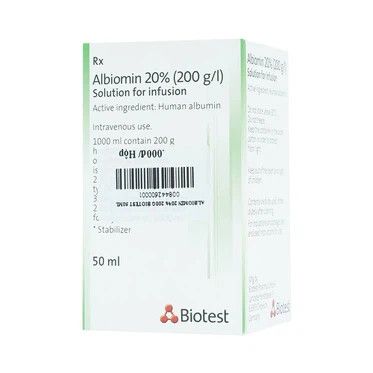  Dịch truyền Albiomin 20% Biotest điều trị cấp cứu trường hợp choáng do giảm thể tích máu (50ml) 