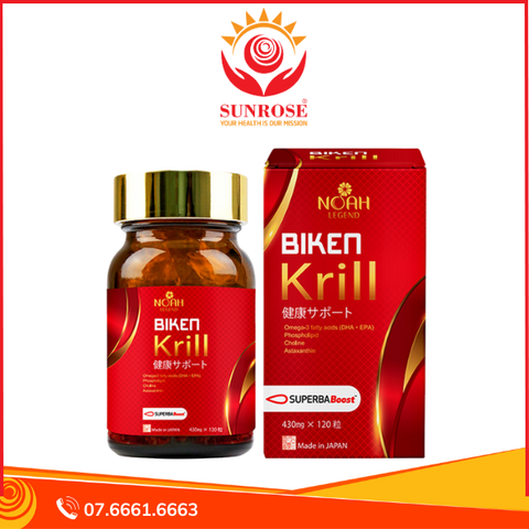  Viên uống dầu nhuyễn thể Biken Krill – Bổ sung Omega-3, tăng cường tim mạch – Hộp 120 viên – Nhật Bản 
