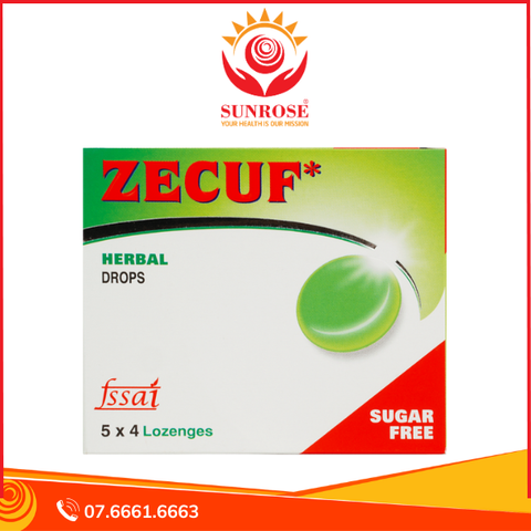  Viên ngậm ho Zecuf không đường – Giảm ho, dịu cổ họng – 5 vỉ x 4 viên 
