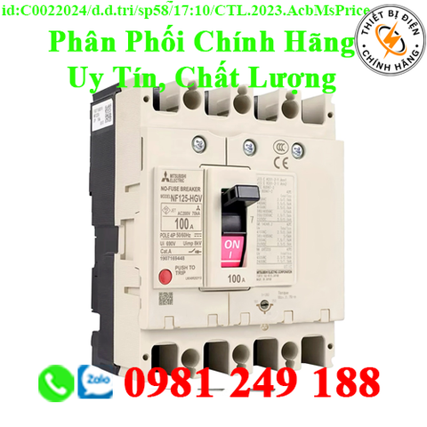 2CJ216A000024 CẦU DAO TỰ ĐỘNG DẠNG KHỐI MITSUBISHI NF125-HEV 4P 16-32A