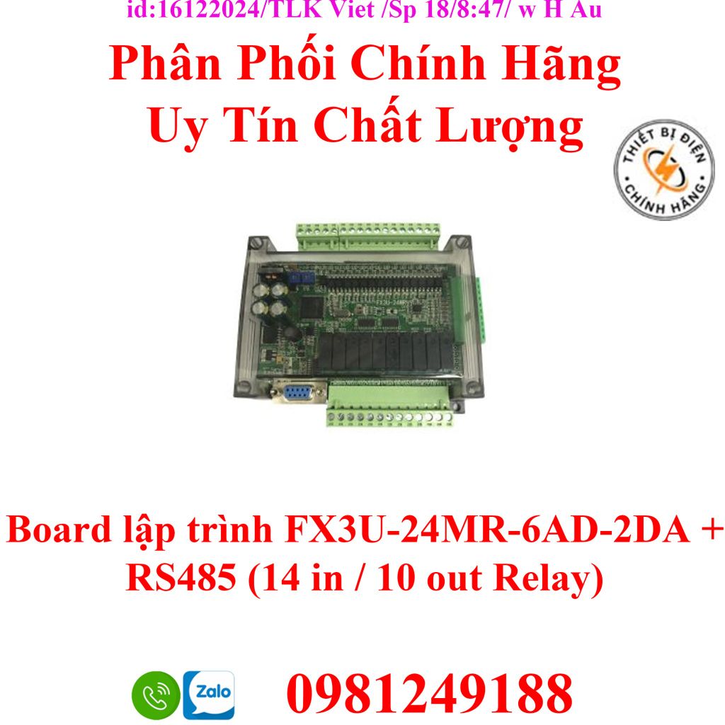 Board lập trình FX3U-24MR-6AD-2DA + RS485 (14 in / 10 out Relay ...