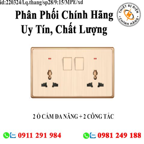 2 Ổ CẮM ĐA NĂNG + 2 CÔNG TẮC 10A-250V S7MS2