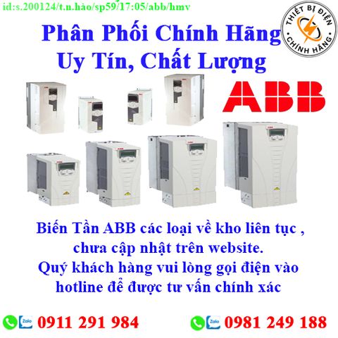 Biến Tần ABB các loại về kho nhiều, chưa cập nhật lên website, liên hệ hotline để biết thêm chi tiết