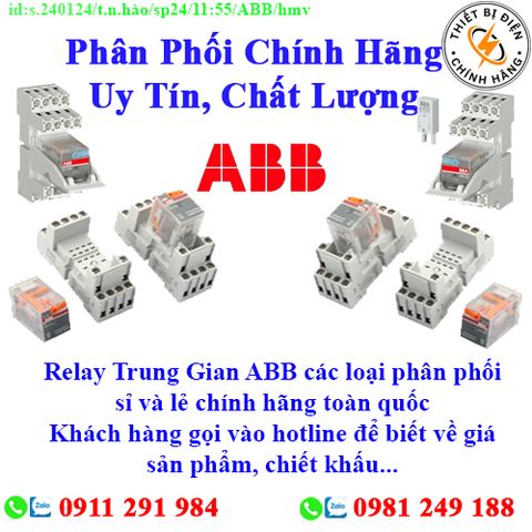 Relay Trung Gian ABB các loại về kho nhiều, chưa cập nhật hết sản phẩm, giá, chính sách khuyến mãi, chiết khấu, vui lòng liên hệ để biết thêm chi tiết