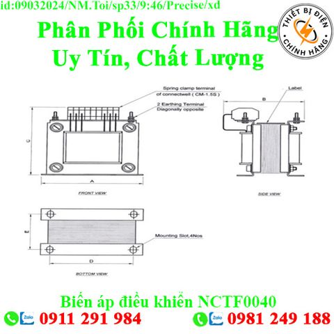 Biến áp điều khiển NCTF0040