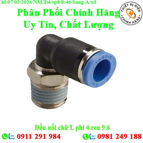 Đầu nối chữ L phi 4 ren 9.6 Sang-A GPL0401