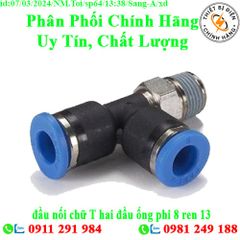 đầu nối chữ T hai đầu ống phi 8 ren 13 Sang-A GPST0802