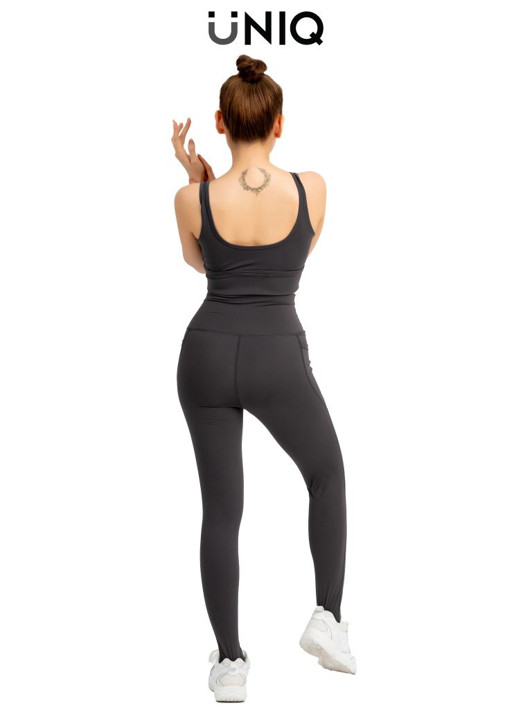 Bộ Đồ Tập Gym Yoga Nữ UNIQ Cool Peel - Áo Nhún Ngực & Quần Legging Cạp Cao