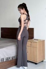 Bộ Đồ Tập Gym Yoga Nữ UNIQ Cool Peel - Áo Dây Đan & Quần Legging Ống Loe