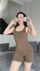 Jumpsuit Đùi Gym Yoga Nữ UNIQ Cool Peel Lưng Chữ V