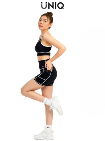 Bộ Đồ Tập Gym Yoga Nữ UNIQ Cool Peel - Áo Cổ Tim Lưng Chữ X & Quần Legging Đùi