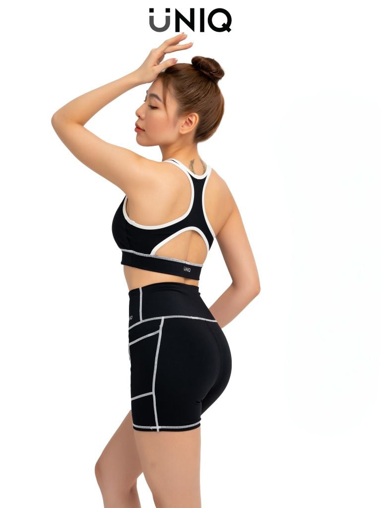 Bộ Đồ Tập Gym Yoga Nữ UNIQ Cool Peel - Áo Cổ Tim Lưng Chữ X & Quần Legging Đùi
