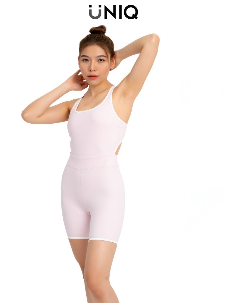 Jumpsuit Đùi Gym Yoga Nữ UNIQ Cool Peel Viền Trắng Lưng Chữ X