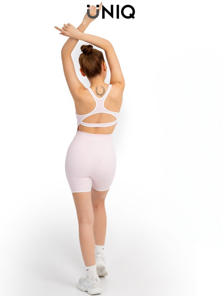 Jumpsuit Đùi Gym Yoga Nữ UNIQ Cool Peel Viền Trắng Lưng Chữ X