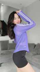 Áo Tanktop Nữ UNIQ Tay Dài Sọc Trắng Basic Tập Gym Yoga