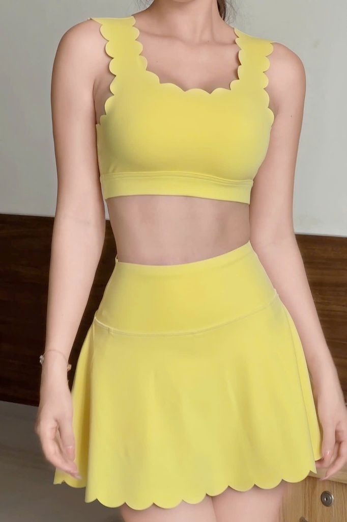 Set Váy Pickleball Nữ UNIQ Cool Peel - Áo Butterfly & Chân Váy Viền Sóng