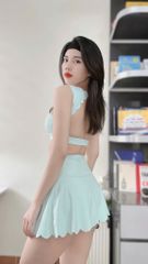 Set Váy Pickleball Nữ UNIQ Cool Peel - Áo Butterfly & Chân Váy Viền Sóng