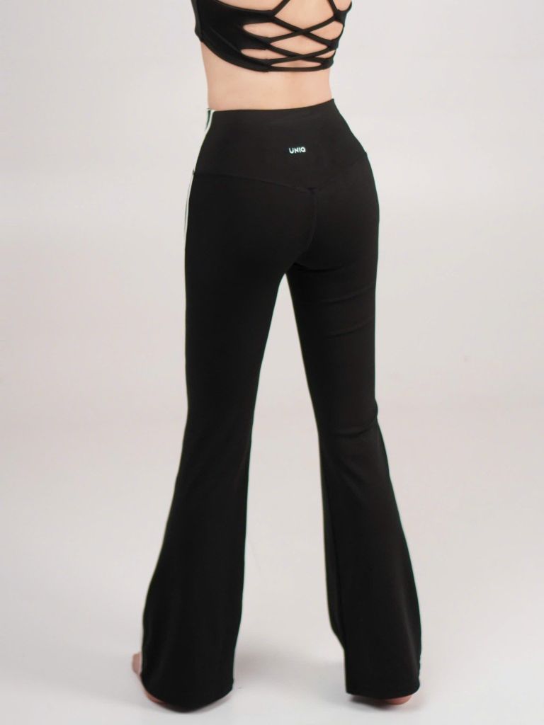 Quần Legging Gym Yoga Nữ UNIQ Cool Peel Cạp Cao Ống Loe Sọc Trắng