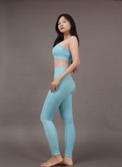 Bộ Đồ Tập Gym Yoga Nữ UNIQ Cool Peel – Áo Lệch Vai & Quần Legging Thắt Nơ Hông