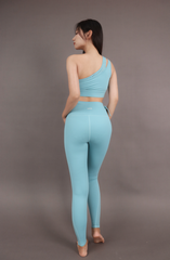 Bộ Đồ Tập Gym Yoga Nữ UNIQ Cool Peel – Áo Lệch Vai & Quần Legging Thắt Nơ Hông