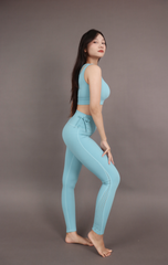 Bộ Đồ Tập Gym Yoga Nữ UNIQ Cool Peel – Áo Lệch Vai & Quần Legging Thắt Nơ Hông
