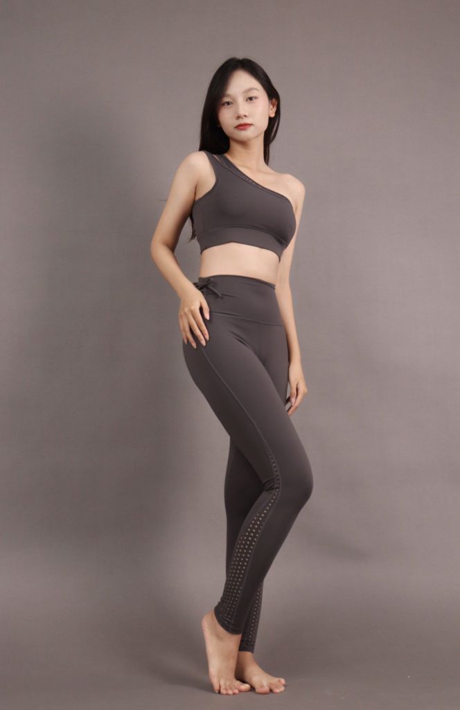 Bộ Đồ Tập Gym Yoga Nữ UNIQ Cool Peel – Áo Lệch Vai & Quần Legging Thắt Nơ Hông