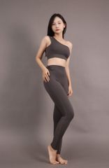 Bộ Đồ Tập Gym Yoga Nữ UNIQ Cool Peel – Áo Lệch Vai & Quần Legging Thắt Nơ Hông