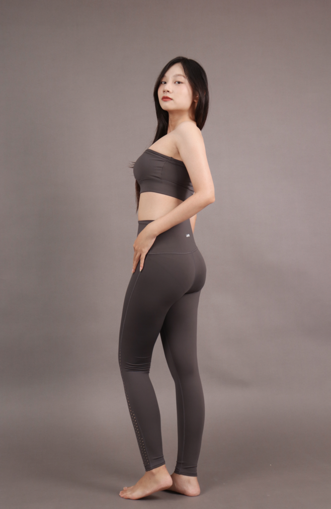 Bộ Đồ Tập Gym Yoga Nữ UNIQ Cool Peel – Áo Lệch Vai & Quần Legging Thắt Nơ Hông