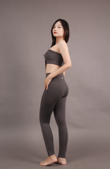 Bộ Đồ Tập Gym Yoga Nữ UNIQ Cool Peel – Áo Lệch Vai & Quần Legging Thắt Nơ Hông