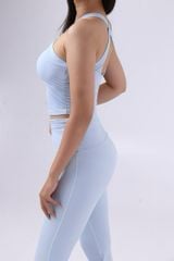 Bộ Đồ Tập Gym Yoga Nữ UNIQ Cool Peel - Áo Chéo Ngực Nhún Sườn Áo & Quần Legging Ống Loe