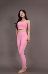 Bộ Đồ Tập Gym Yoga Nữ UNIQ Cool Peel - Áo Viền Sóng Eo & Quần Legging Viền Sóng Ống Lai