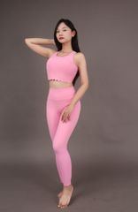 Bộ Đồ Tập Gym Yoga Nữ UNIQ Cool Peel - Áo Viền Sóng Eo & Quần Legging Viền Sóng Ống Lai