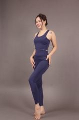 Bộ Đồ Tập Gym Yoga Nữ UNIQ Cool Peel - Áo Viền Sóng Eo & Quần Legging Viền Sóng Ống Lai