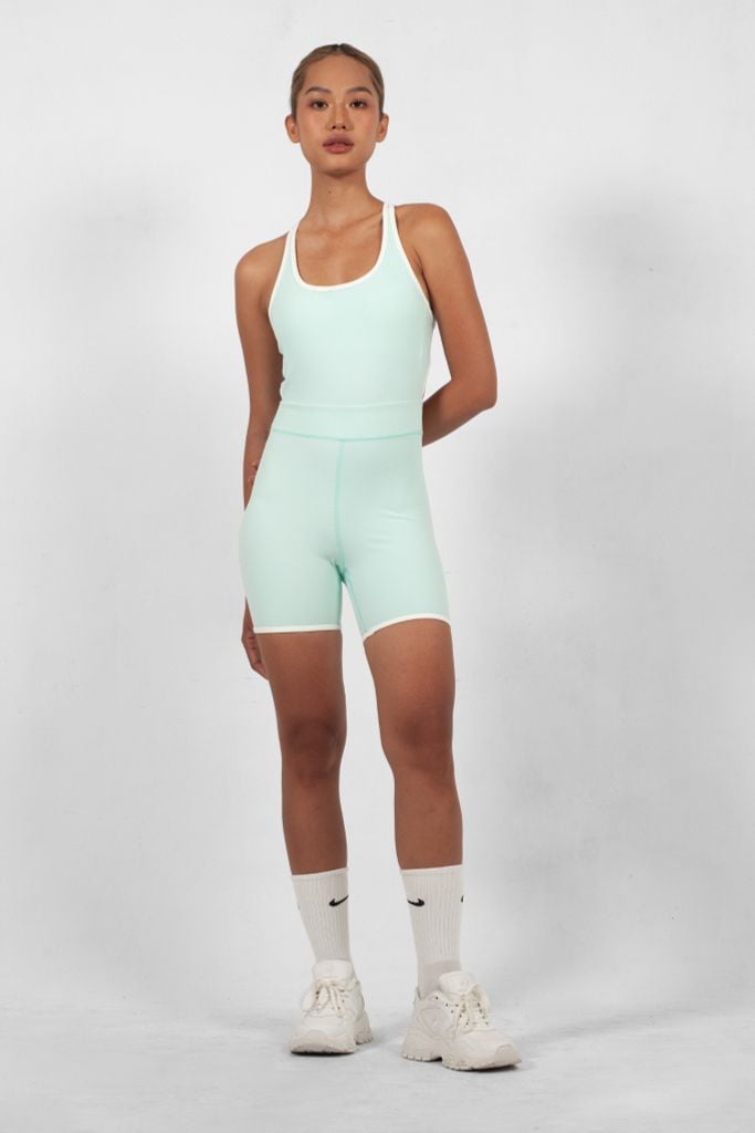 Jumpsuit Đùi Gym Yoga Nữ UNIQ Cool Peel Viền Trắng Lưng Chữ X