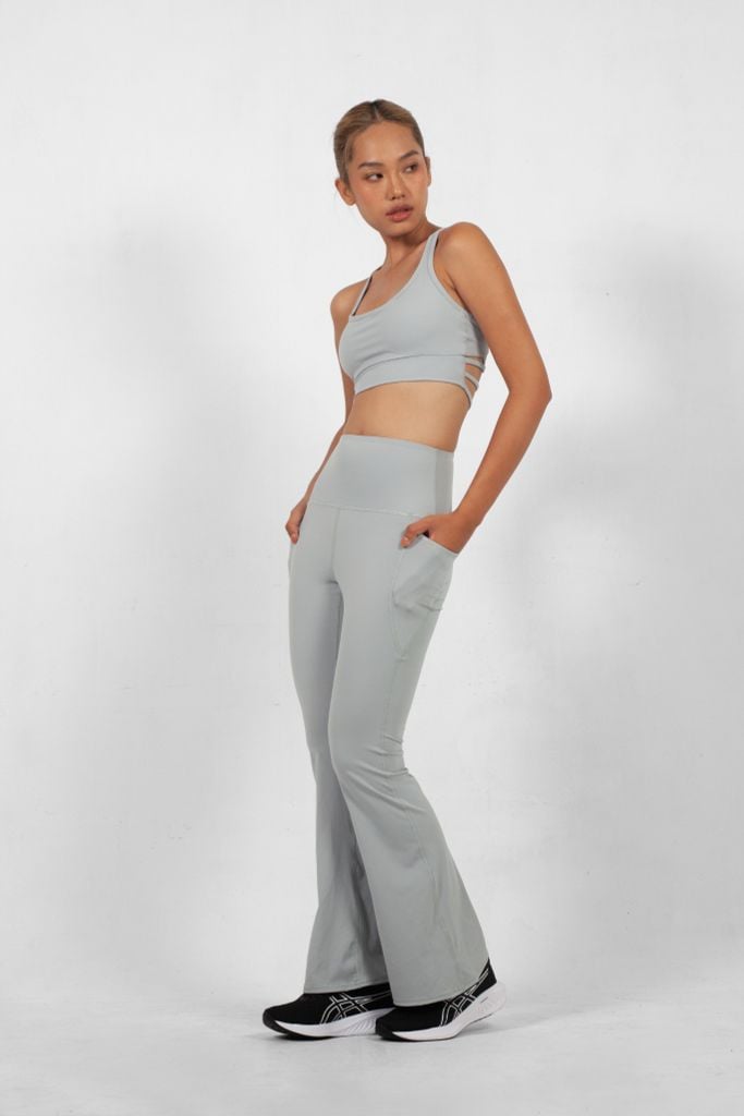 Bộ Đồ Tập Gym Yoga Nữ UNIQ Cool Peel - Áo Dây Đan & Quần Legging Ống Loe