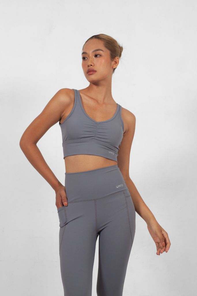 Bộ Đồ Tập Gym Yoga Nữ UNIQ Cool Peel - Áo Nhún Ngực & Quần Legging Cạp Cao