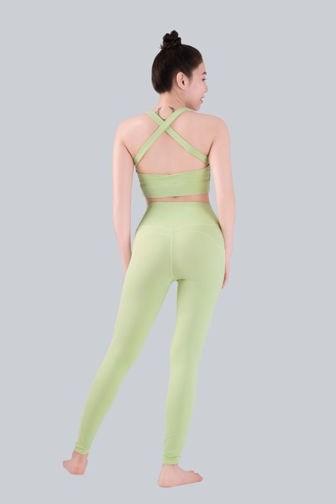 Bộ Đồ Tập Gym Yoga Nữ UNIQ Cool Peel - Áo Cổ Vuông Lưng Chữ X & Quần Legging Cạp Cao