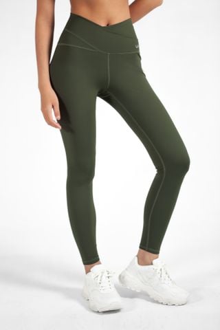 UniqFit | Quần Legging Nữ UNIQ Cool Peel Cạp Chéo - Xanh Rêu Đậm