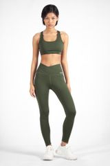 UniqFit Quần Legging Nữ UNIQ Cool Peel Cạp Chéo Xanh Rêu Đậm