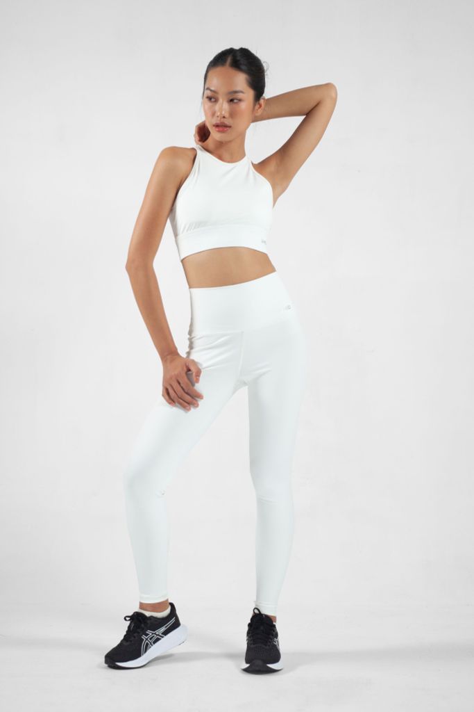 UniqFit | Set Tập Thể Thao Cool Peel Áo Cổ Cao và Legging Cạp Cao - Trắng