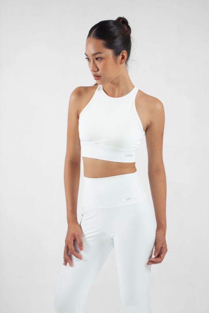 UniqFit Áo Tập Nữ Cool Peel Cổ Cao Trắng